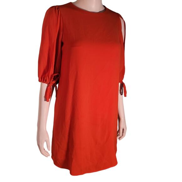Mossimo Orange Cold Shoulder Dress Sz XS Modest Dopamine Dressing Bright Happy - Picture 3 of 10